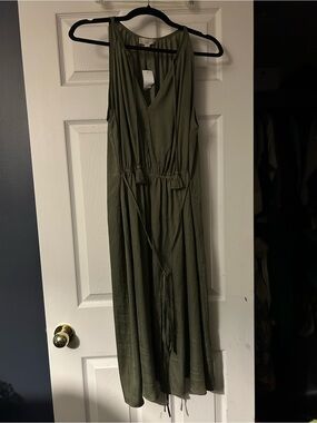 LOFT Olive Green Midi Dress